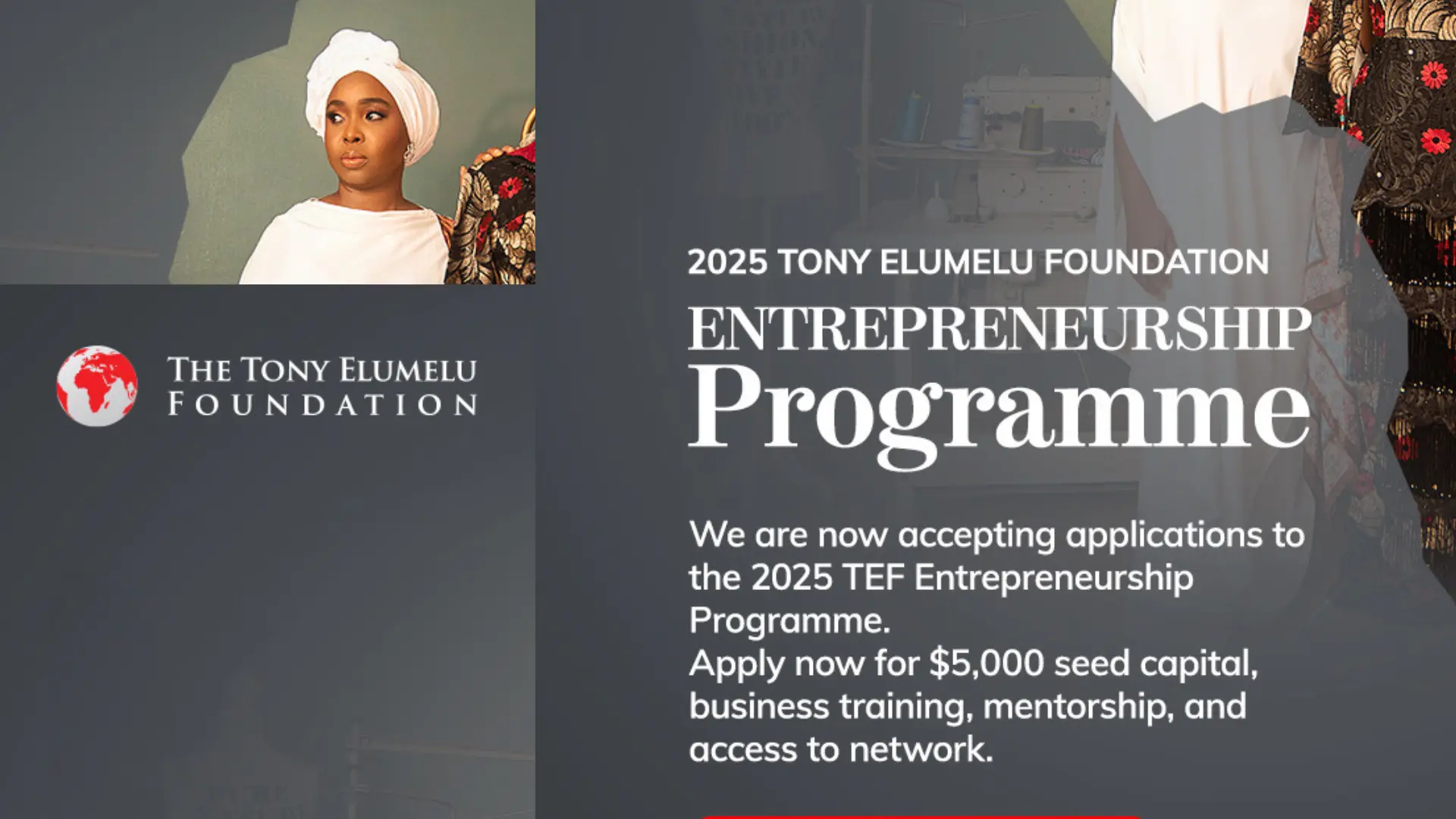 APPLY NOW! $5,000 Tony Elumelu Entrepreneurship Seed Grant 2025