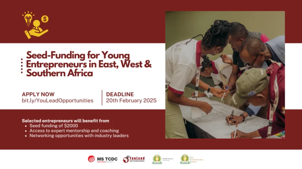 Call For Applications: YouLead Africa Seed-Funding for Young Entrepreneurs in East, West & Southern Africa (Up to $2000 Grant)